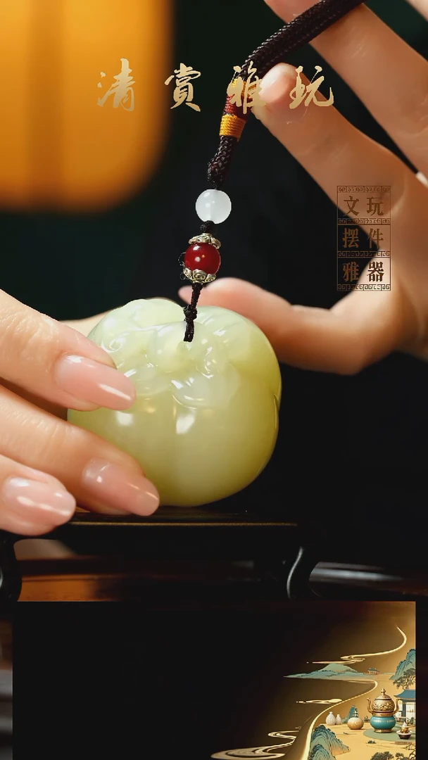 玉《柿柿如意》手把件摆件