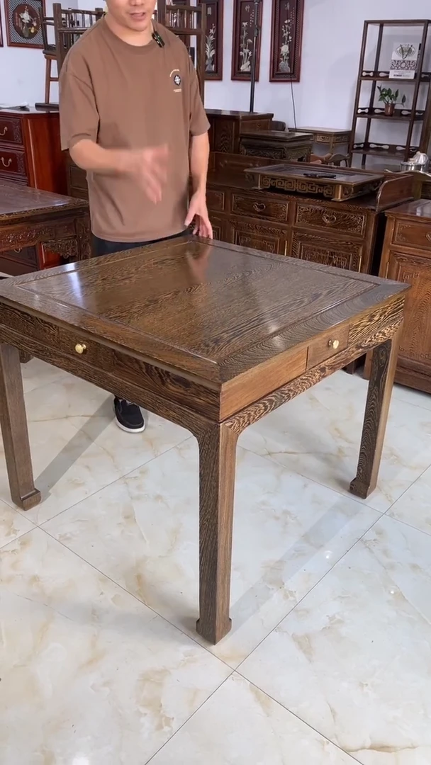 鸡翅木类成套家具 鸡翅木方桌尺寸88*88*76高