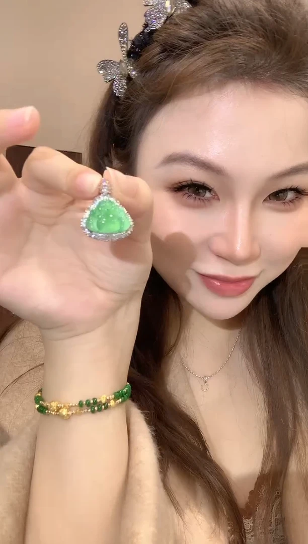 吊坠(不含链)18K金镶嵌翡翠76-吊坠