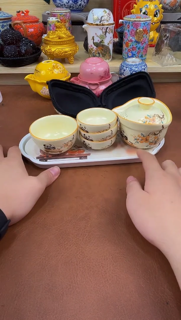 陶瓷茶具摆件旅行套组