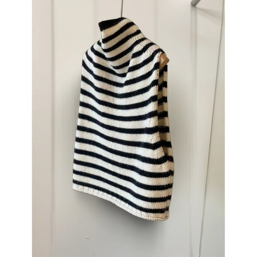 怒推，巨喜欢这件！叠穿针织衫慵懒松弛粗针条纹毛衣马甲背心女秋季