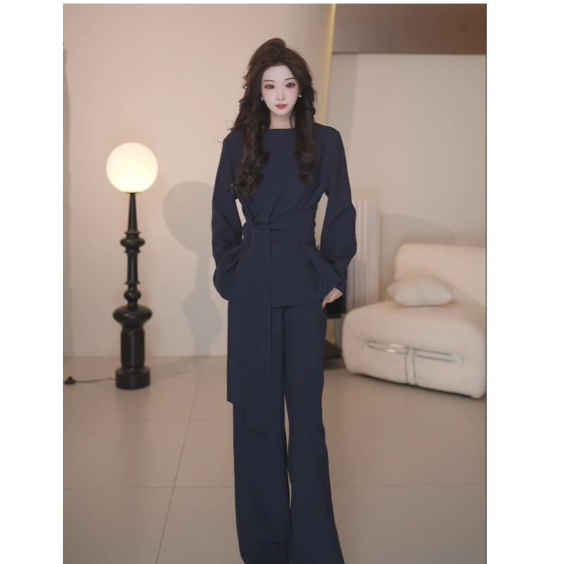 Basic House/百家好TS春季新款绑带气质卫衣高级运动套装DC078-1