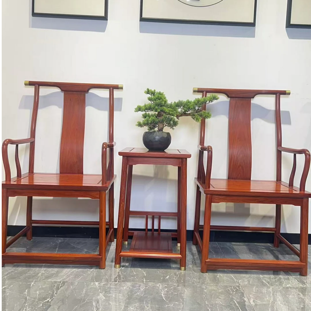 出清！大果紫檀缅甸花梨官帽椅三件套孤品出清