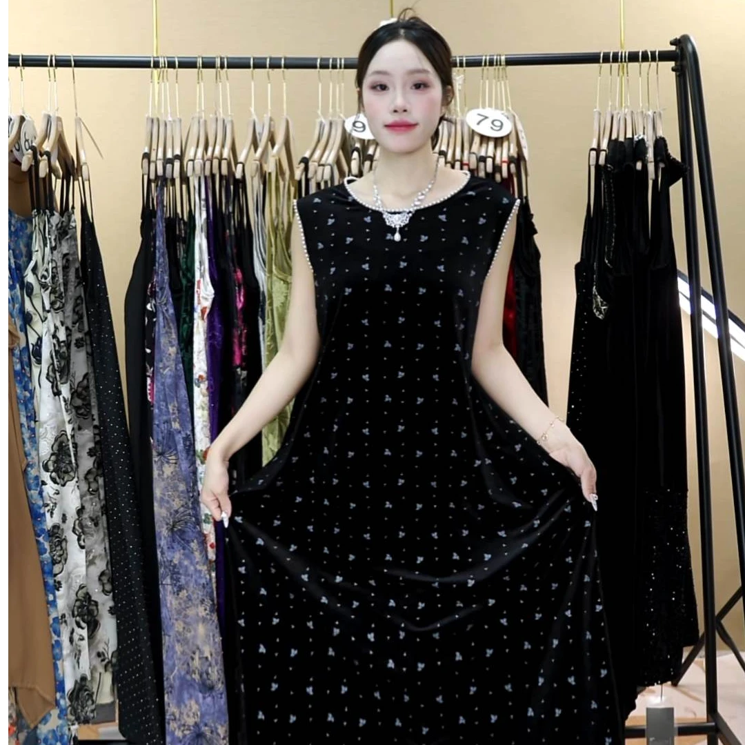 美希希家01-158号秋冬季新款时尚显瘦吊带连衣裙大码女装