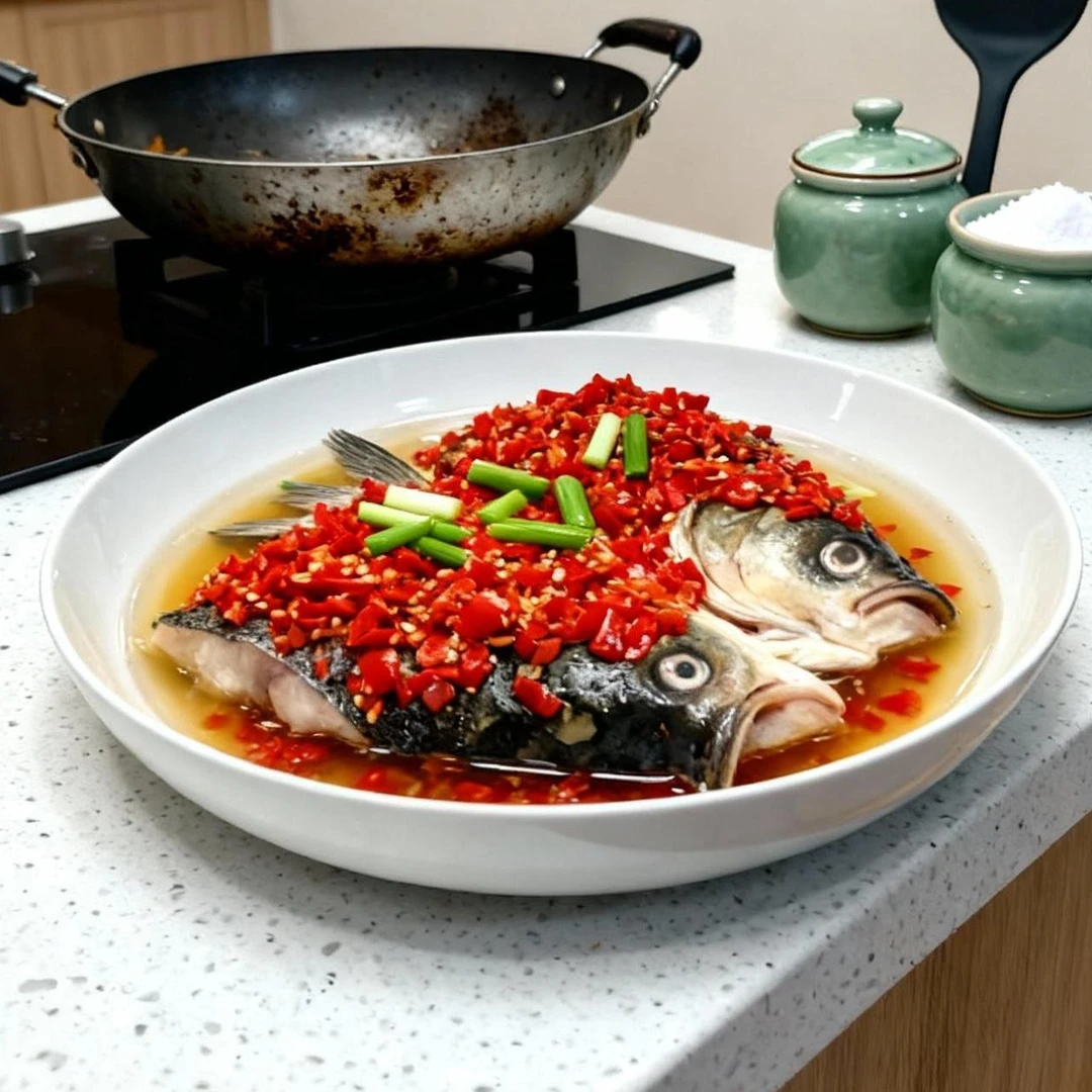 2个装 剁椒鱼头盘 12英寸深盘子家用大号菜盘蒸鱼盘陶瓷圆形纯白