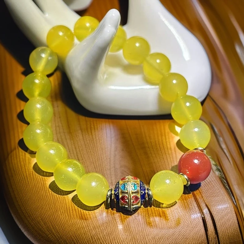 S7701【福嘟嘟珠宝】牛黄宝玛瑙黄手串-送礼佳品