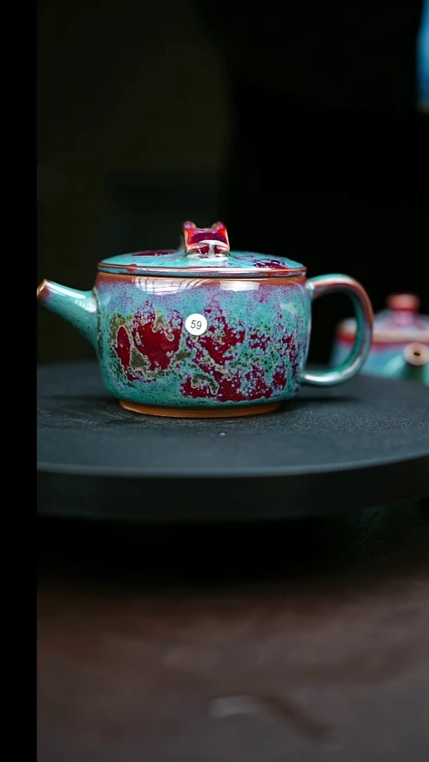 59#原矿钧瓷炉钧釉汉瓦壶