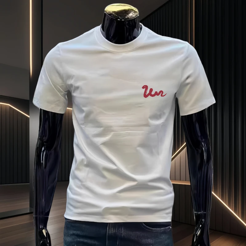 XX蛇高品质设计感男士纯棉短袖休闲T恤百搭潮牌圆领修身潮流上衣