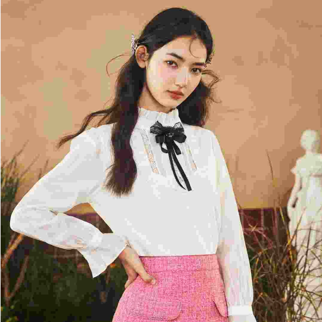 DILI 春装新品2025女装 立领长袖衫 324126803