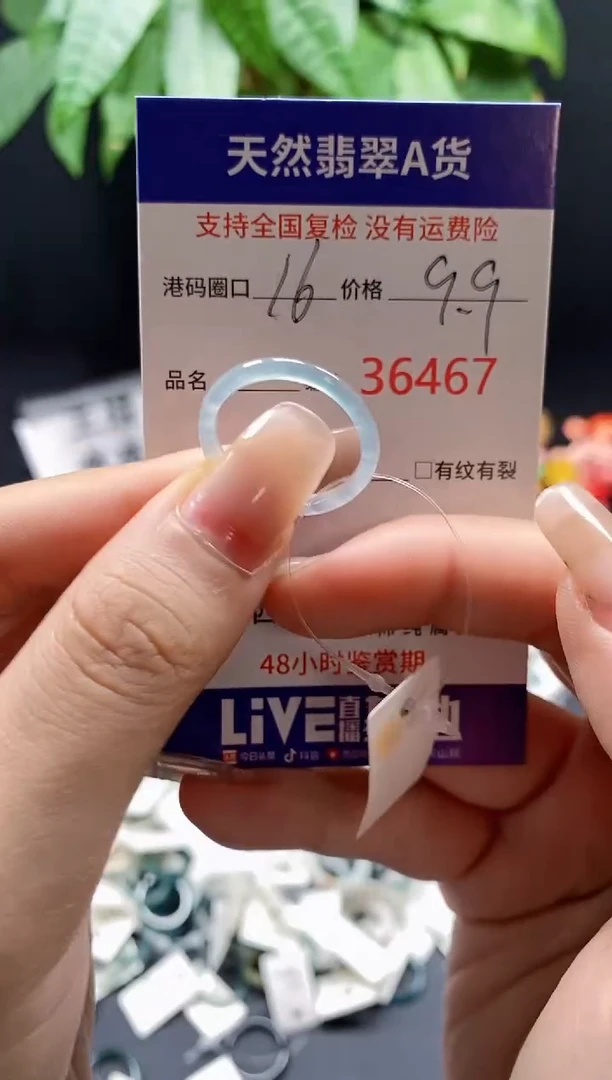 翡翠戒指未镶嵌 天然翡翠戒圈6467