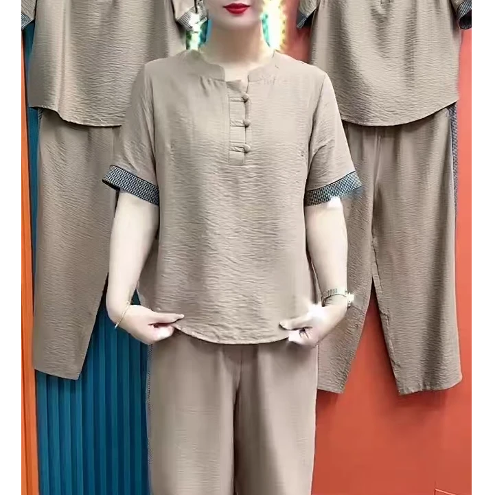 春款休闲套装百搭减龄女装上衣裤子2025新款大码中老年妈妈两件套