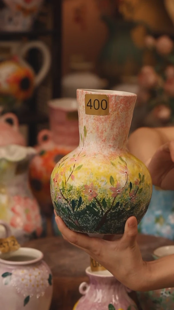 陶瓷400景德镇设计师手作花器摆件侘寂风
