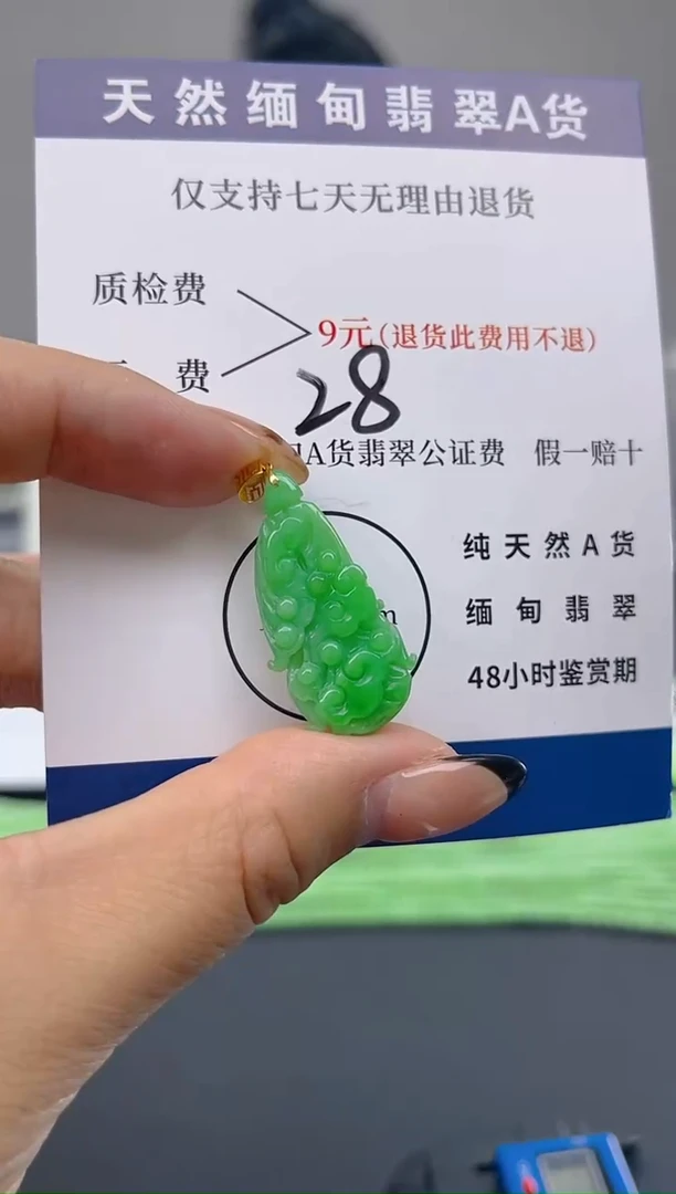 颈饰18K金镶嵌翡翠纯天然缅甸翡翠A货