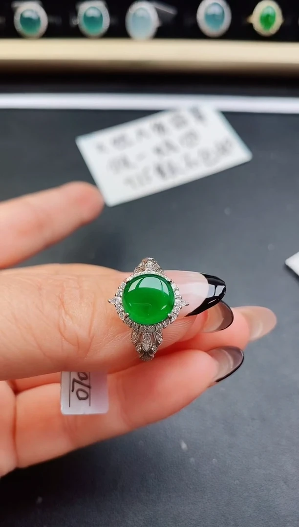 翡翠戒指银S925镶嵌508050