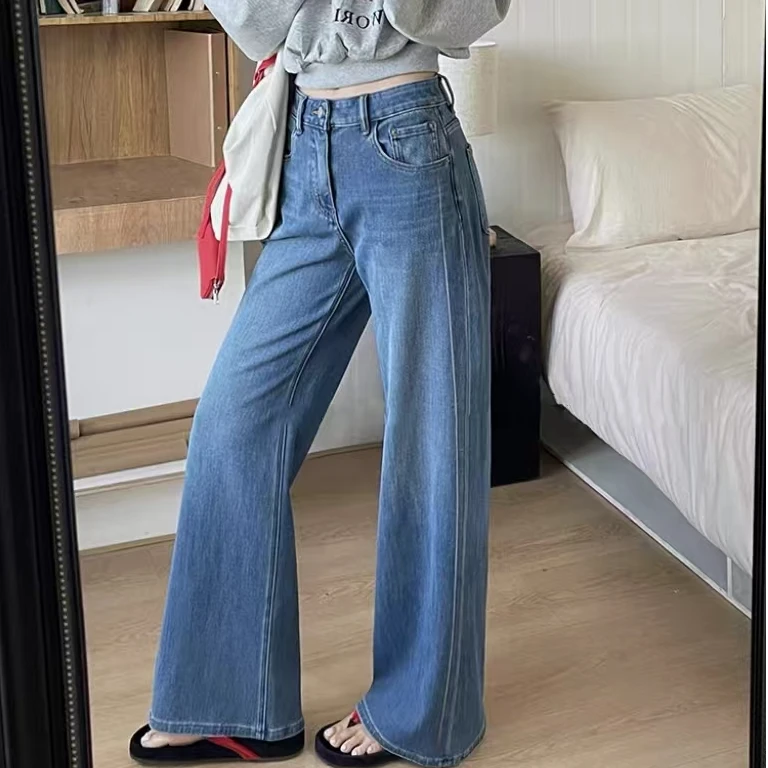 SU【323】83代 愫蕊 MWMA2025高腰显瘦蓝色直筒喇叭阔腿裤~