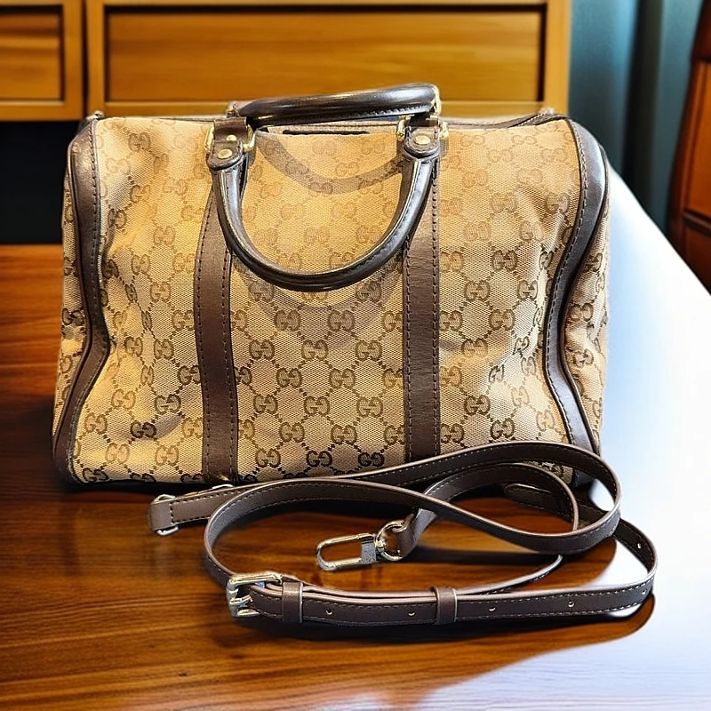 95新 GUCCI/古驰 老花波士顿30单肩包 1258 5262