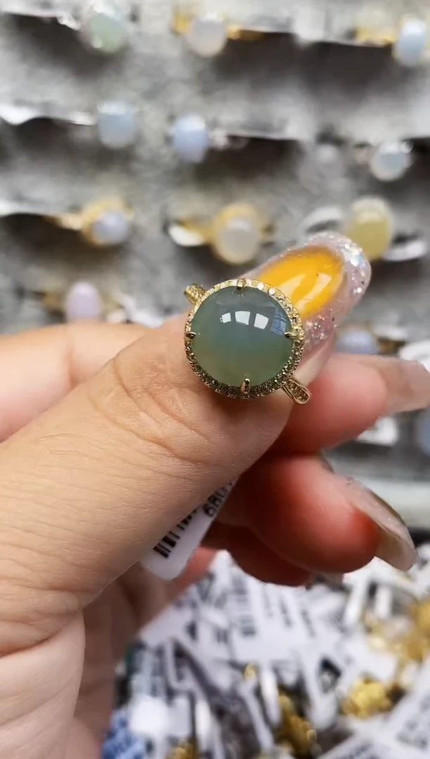 银S925镶嵌戒指翡翠0081