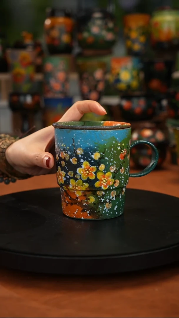 紫砂油画釉下彩手绘