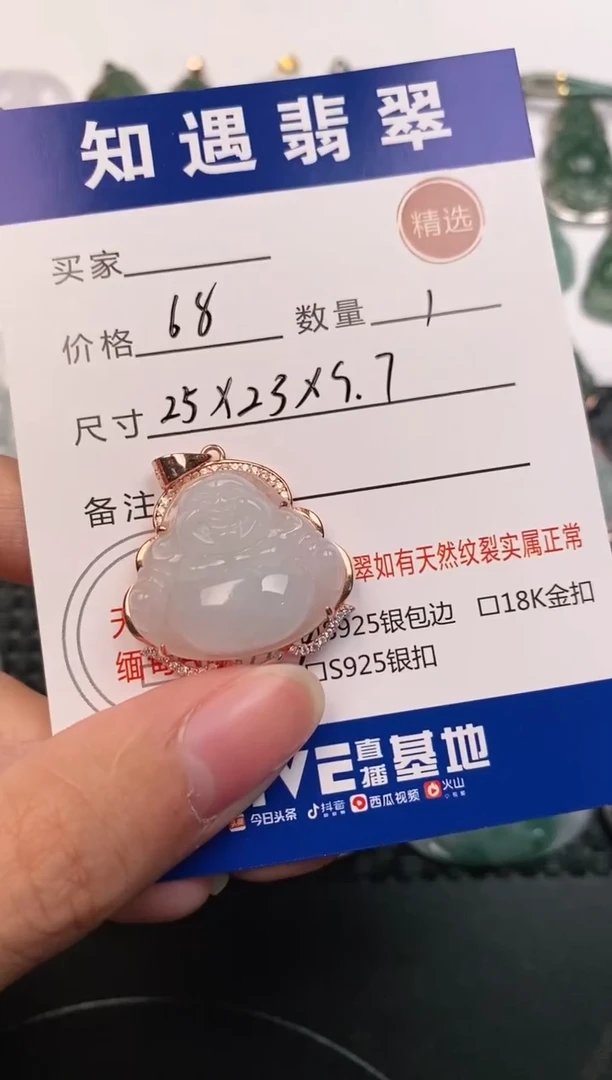 颈饰银S925镶嵌翡翠挂件