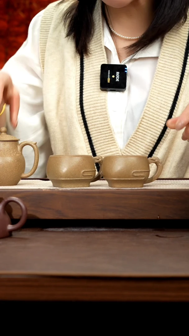 【闪购商品】紫砂茶壶宝山墨绿泥祥云杯一对