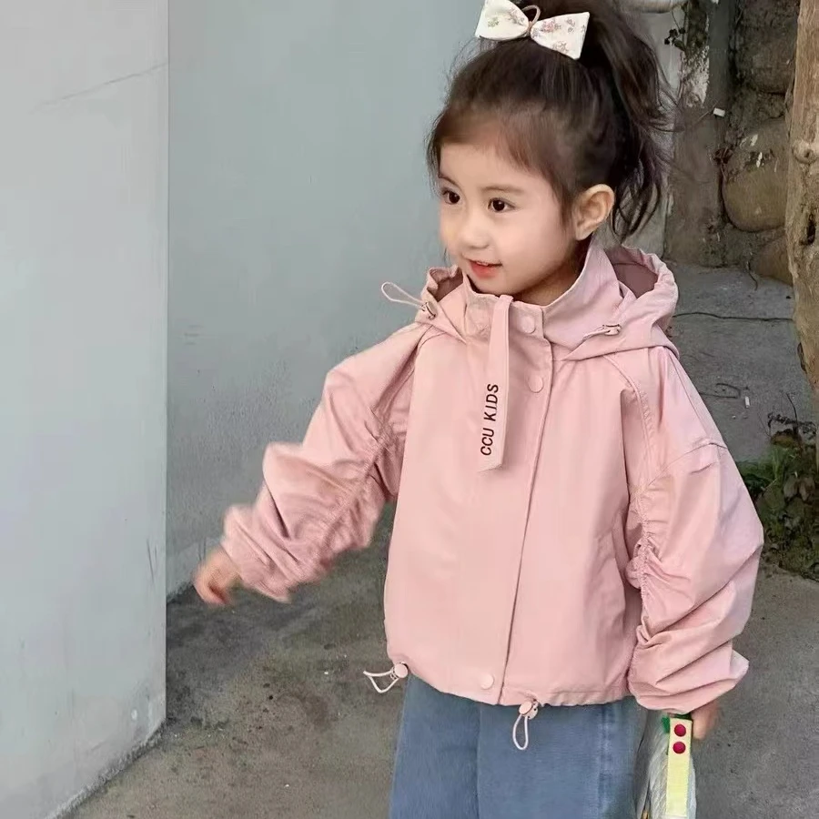 女童外套2025春秋新款洋气夹克时髦上衣中小童防风防水褶皱冲锋衣