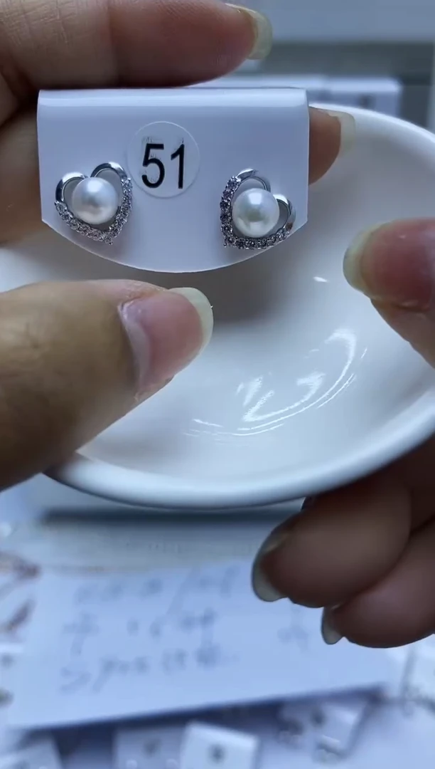 银S925镶嵌耳饰海水珍珠51