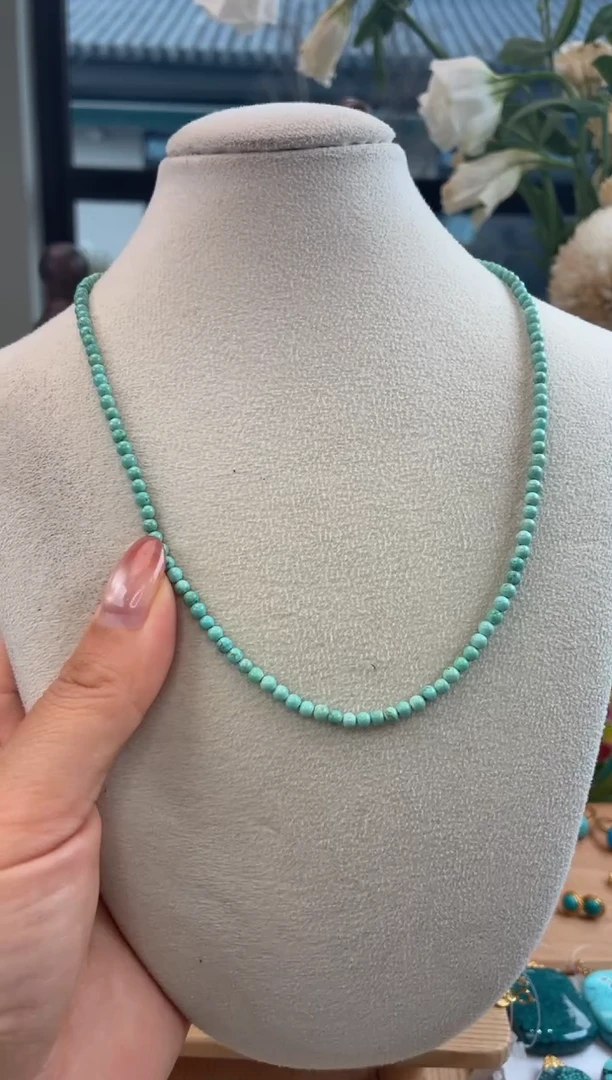 银S925镀金镶嵌绿松石项链1