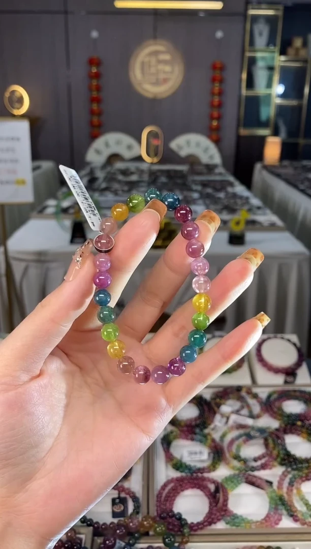未镶嵌老矿碧玺色标单圈手串7mm+碧玺dan多样性发货一条