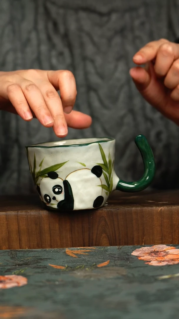 杯釉下彩手工手绘同款陶器