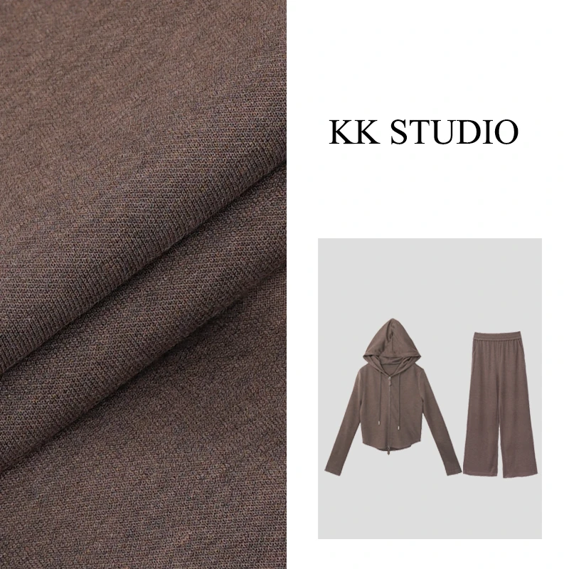 淇老板KK Studio秋季新款简约气质百搭连帽外套+阔腿裤套装9455