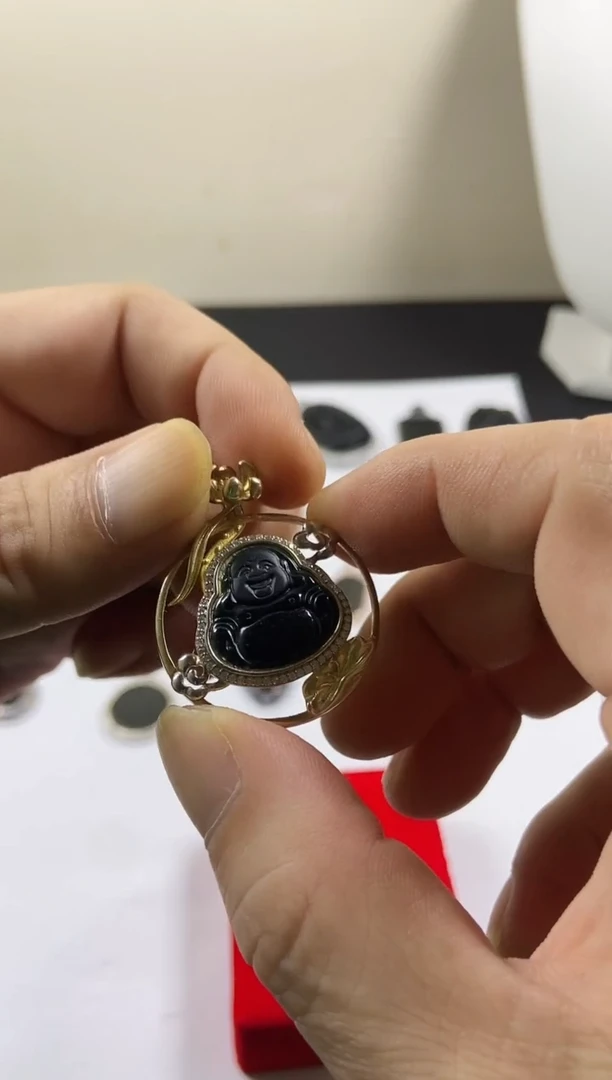 吊坠(赠链)银S925镶嵌翡翠佛公