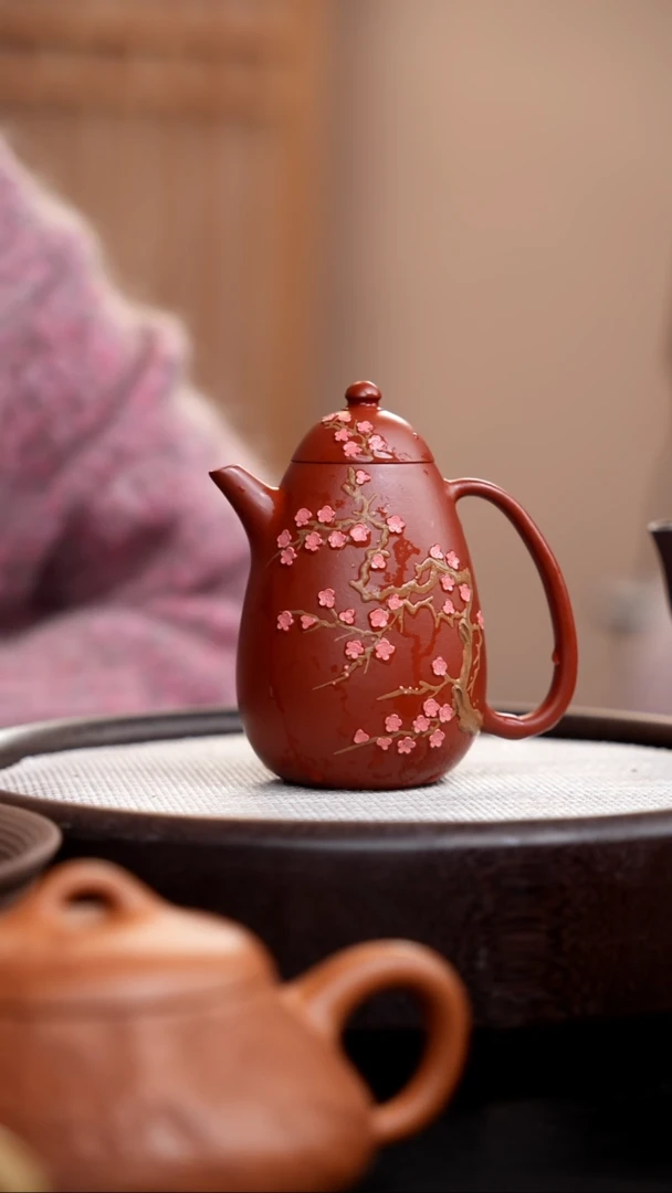 【闪购商品】紫砂茶壶大红袍高龙蛋泥绘花008