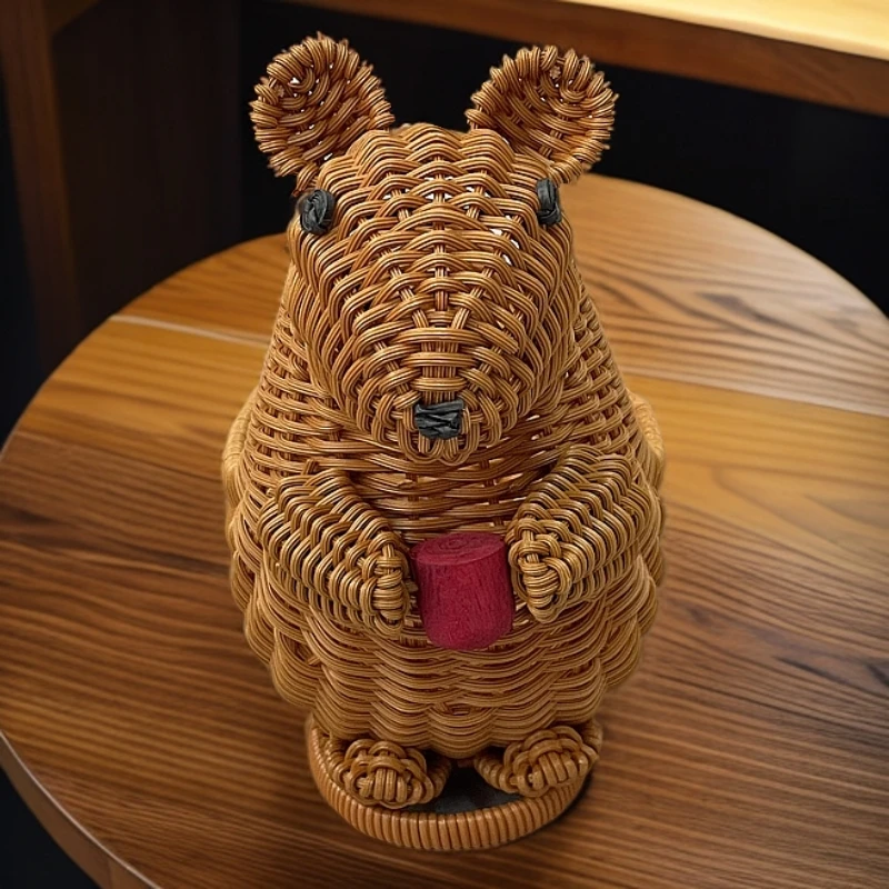 小松鼠糖果篮编织镂空纯手工精致创意水果零食仿藤收纳篮28*14*22