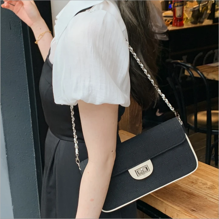 【Ss Puff】vintage小牛仔～复刻版小香格纹链条包