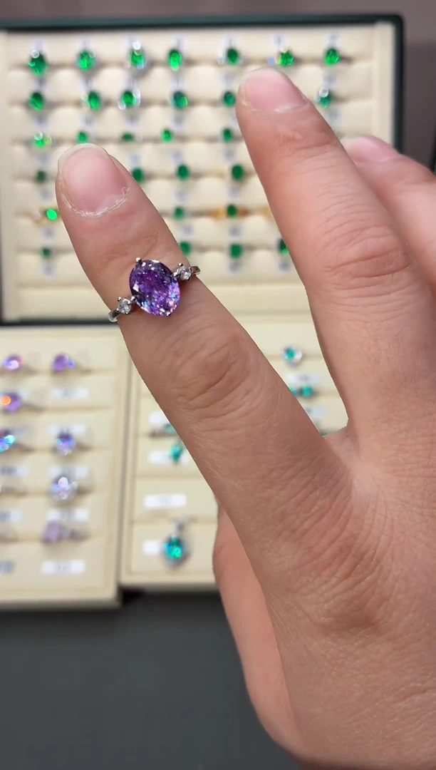 银S925镶嵌戒指紫色碧玺0000