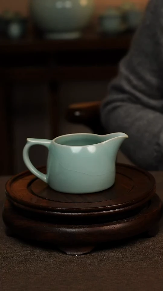 瓷片仿古天青井栏公道180ml 微瑕 不带礼盒