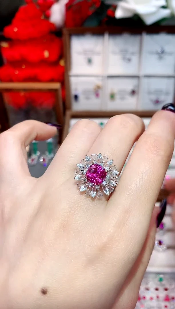 戒指彩色蓝宝石18K金镶嵌2.69ct/天然宝石/七天无理由