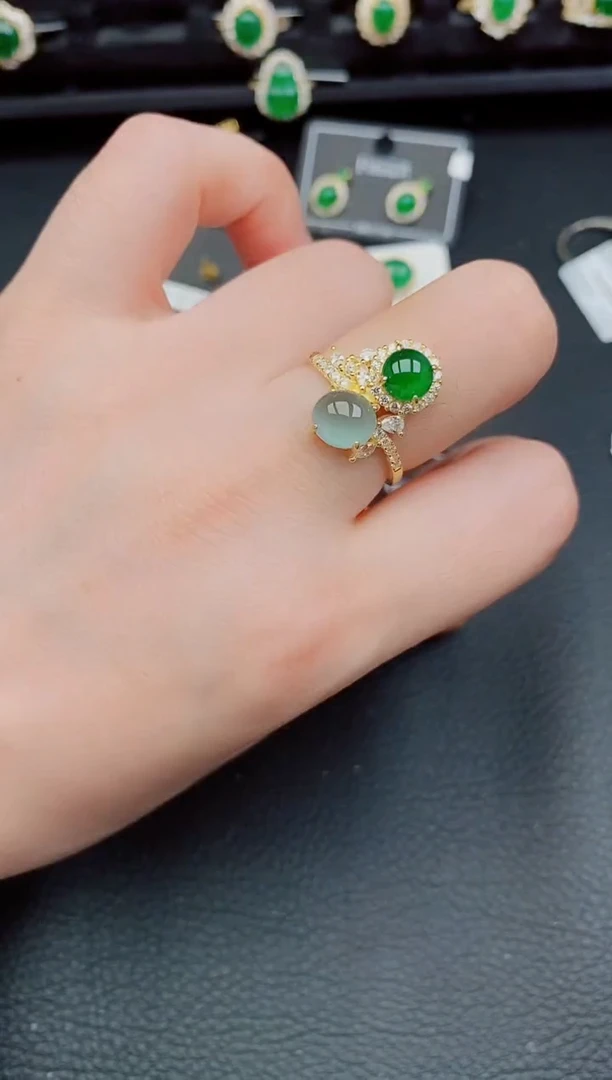 【闪购商品】翡翠戒指银S925镶嵌天然a货翡翠401