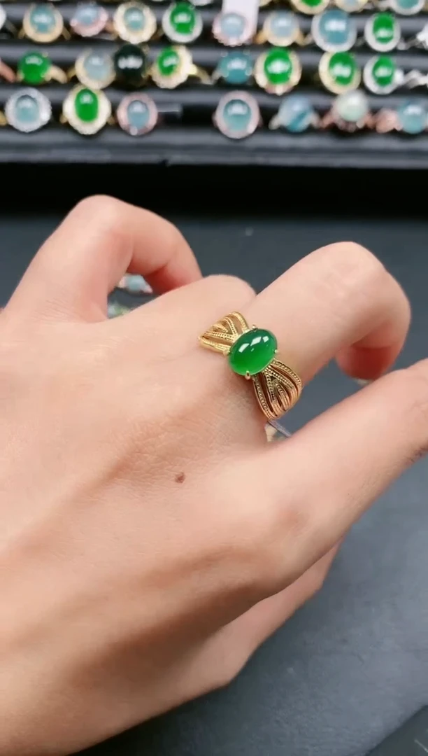 翡翠戒指银S925镶嵌11111