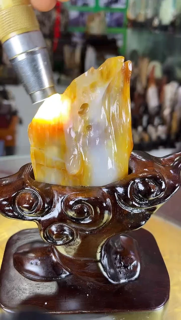 缅甸天然树化玉摆件