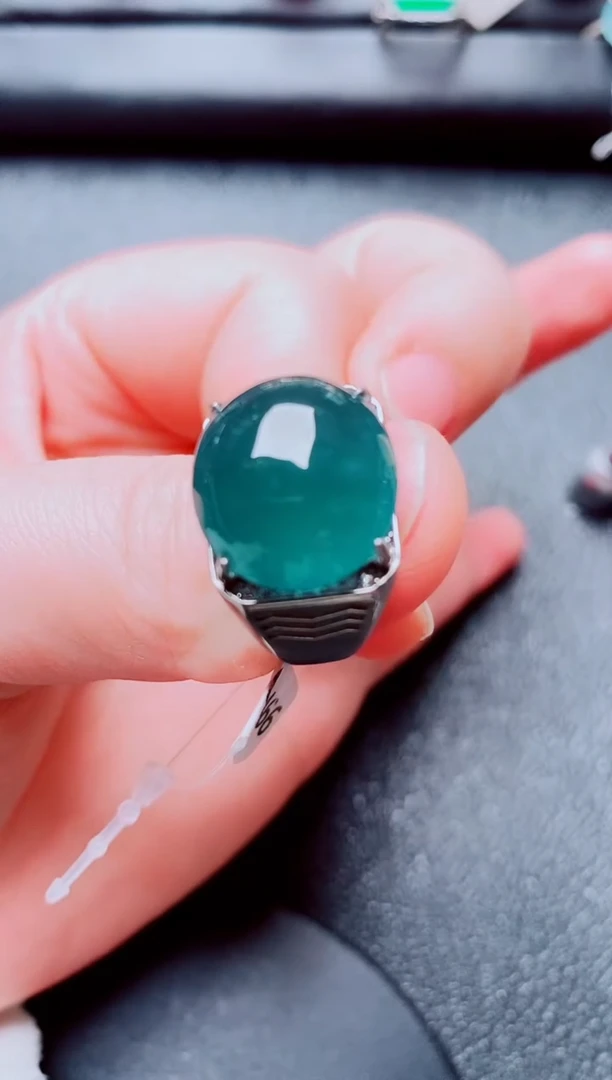 银S925镶嵌戒指翡翠111