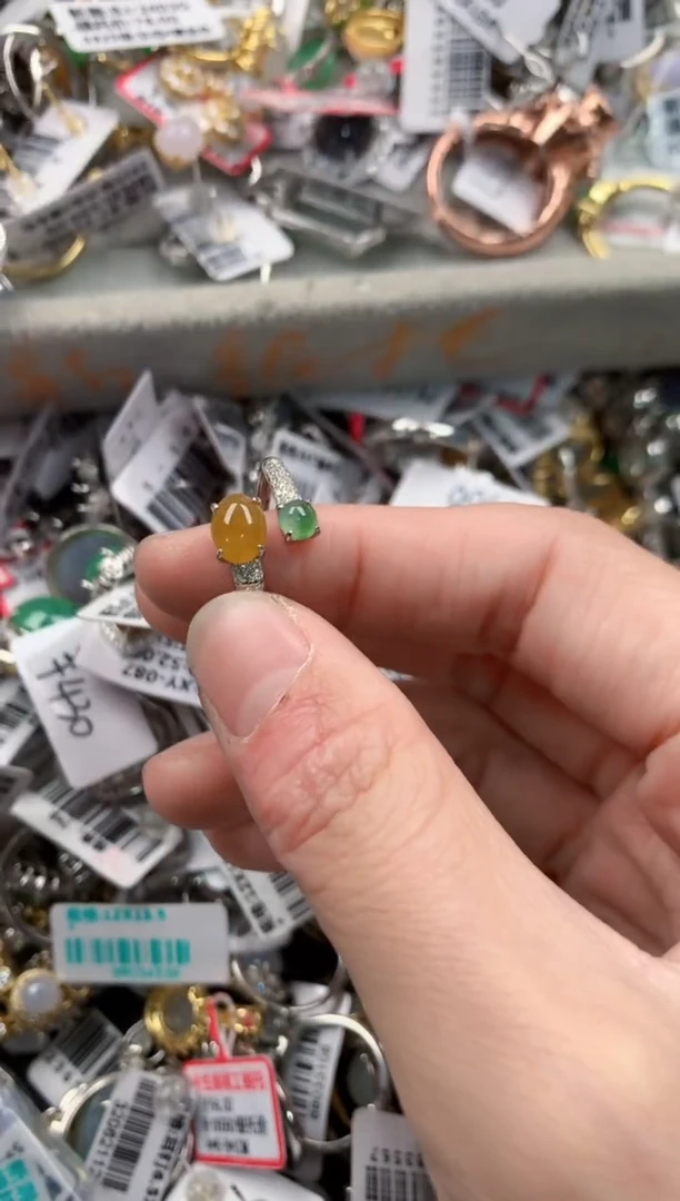 银S925镶嵌戒指翡翠4----5