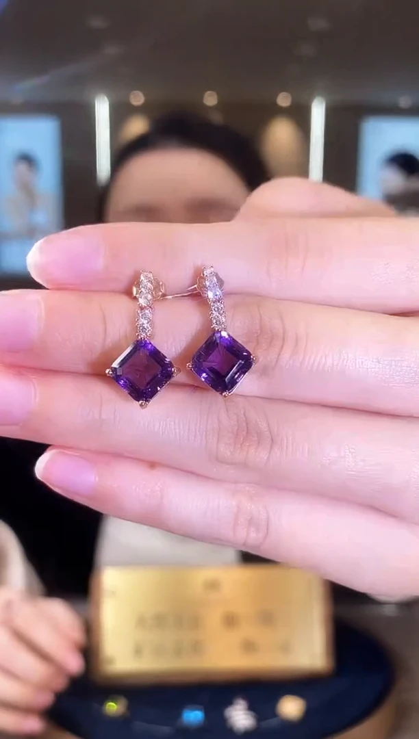 【闪购商品】水晶耳饰银S925镶嵌09天然宝石