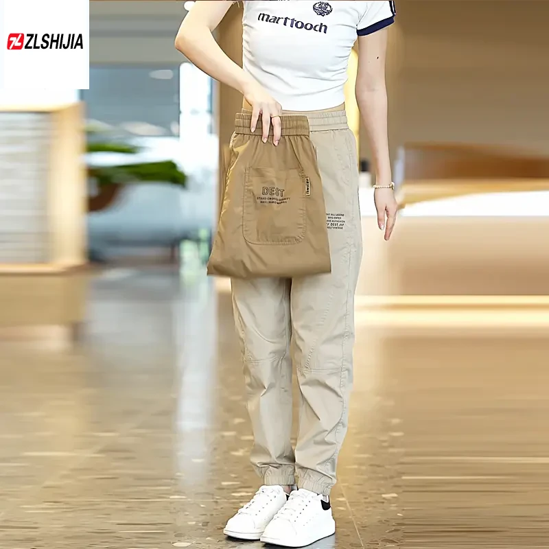 (面料升级弹力)2025春夏休闲裤潮牌潮流运动百搭裤子纯色透气男士