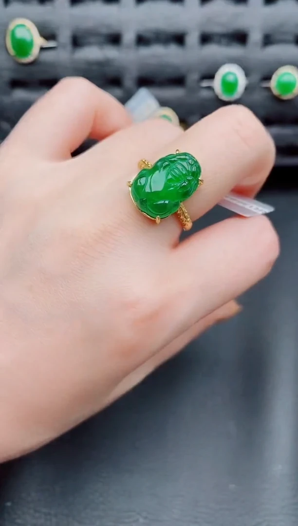 【闪购商品】翡翠戒指银S925镶嵌天然a货翡翠522