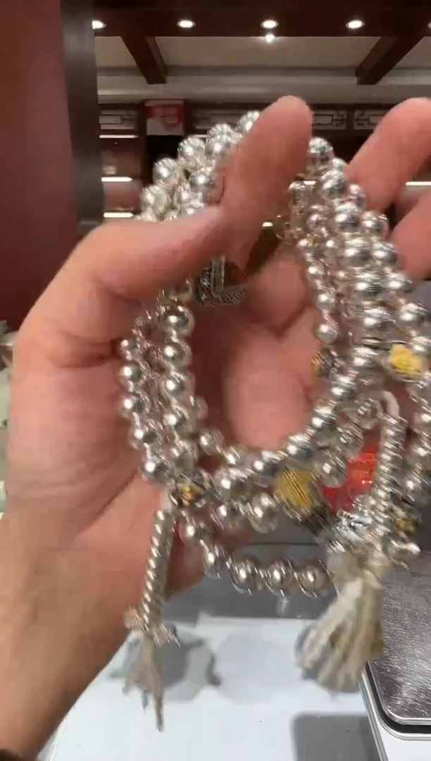 超*银手工精工不听不看不说108念珠9M