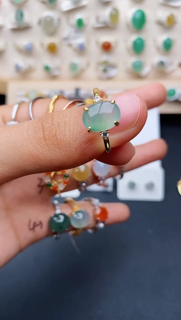 【闪购商品】翡翠戒指银S925镶嵌缅甸翡翠