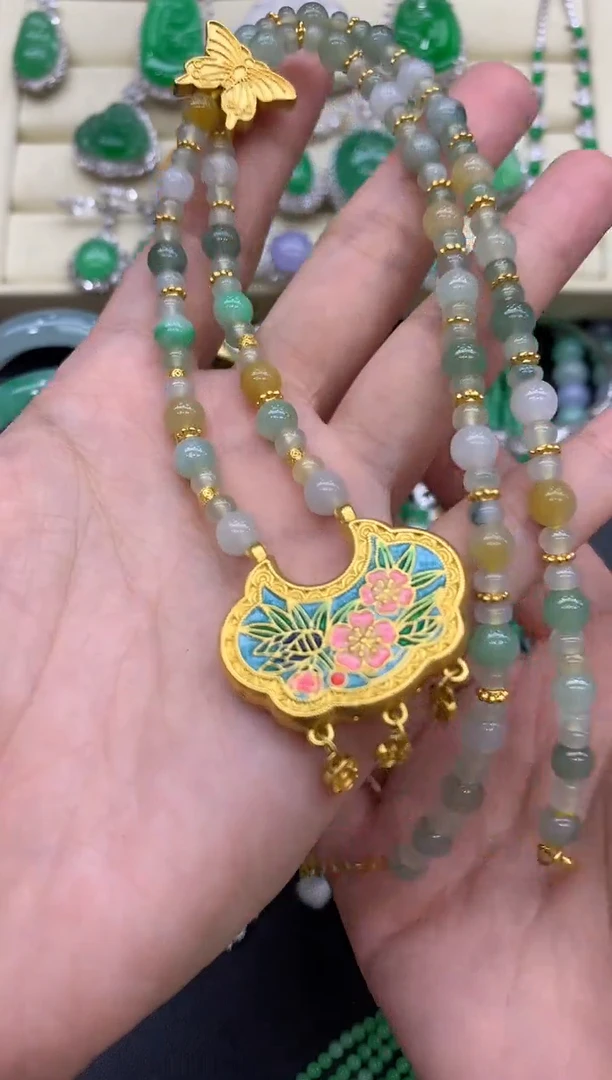 翡翠足金镶嵌颈饰491-中国好珍宝