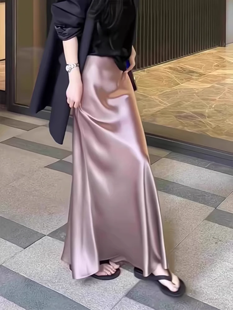 春装新款A字鱼尾裙高级醋酸面料丝滑垂感超显高显瘦女人味十足。