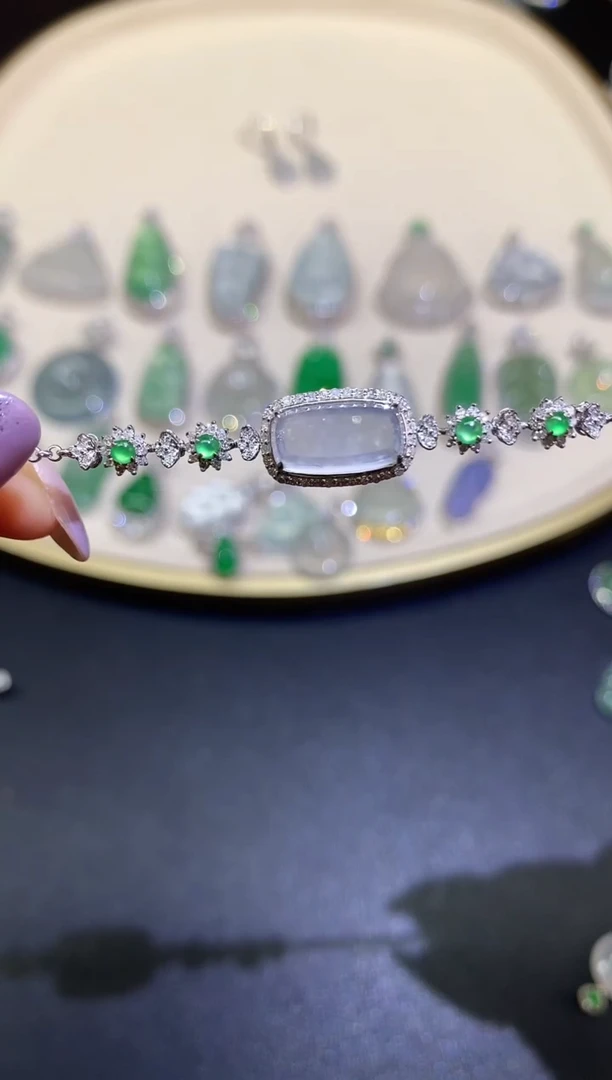 18K金镶嵌手链翡翠手链A522|6800